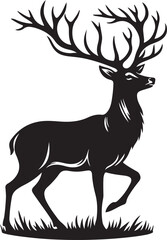 Vector wild Buck flat silhouette vector image illustration isolated  on white background