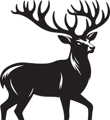 Vector wild Buck flat silhouette vector image illustration isolated  on white background