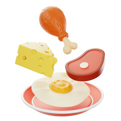 3d chicken breakfast and egg illustration