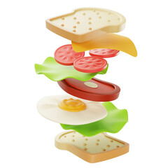 3d slice stack sandwich illustration