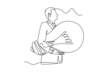 Skill and Training concept. Single line draw design vector graphic illustration.