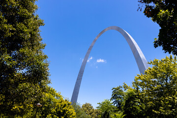 The St. Louis Gateway Arch, designed by Finnish architect Eeero Saarinen and completed on October 28, 1965. 