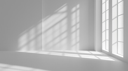 Fototapeta premium Abstract white studio background for product presentation.Empty room with shadows. friendly interior concept 3d render