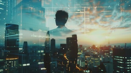 Ambitious Businessman Analyzing Growth Chart. Financial Success concept