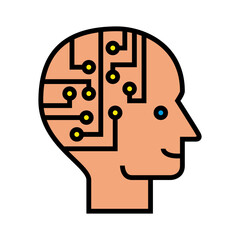 Cyborg Head Color Icon 