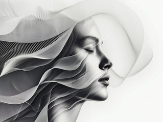 An enigmatic portrait of a woman shrouded in smoke, her expression hidden yet intriguing.