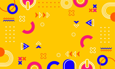 Modern abstract background with memphis elements in yellow and retro themed posters  banners and website landing pages.