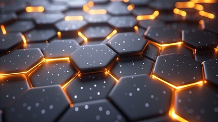 Obraz premium Futuristic Hexagonal Geometric Background with Glowing Neon Lights