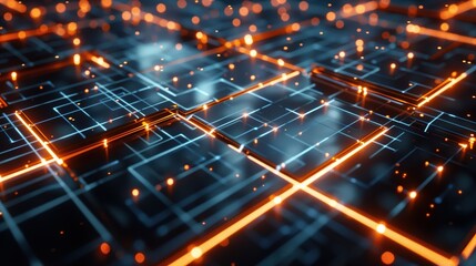 Fototapeta premium Futuristic Digital Network Technology Abstract Background