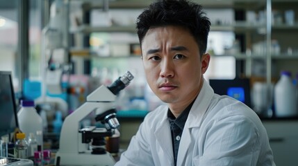 Professional Asian scientist in medical laboratory