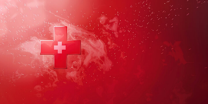 Red plus sign medical theme healthcare banner