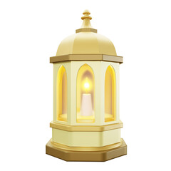 Yellow gold ramadan lantern star 3d icon illustration