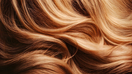 Naklejka premium Luxurious wavy blonde hair of a woman, shine and vitality. Generative AI.