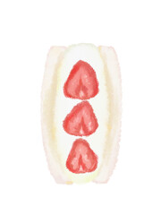 クレヨンで描いたいちごの生クリームサンドのイラスト