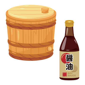 醤油樽と醤油の入った瓶