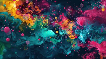 Obraz premium Abstract Colorful Swirls and Bubbles in Liquid