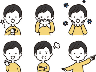 男の子の上半身のアイコンイラスト素材セット