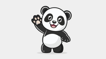 Naklejka premium panda cartoon waving paw hand AI generated