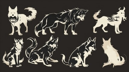 Fototapeta premium Shadow Paws an Enigmatic Fusion of Dark Magic and dog Ninja Canines for T Shirt Design and templates AI generated