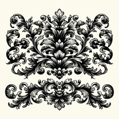 simple baroque ornamental border vector illustration with old engraving style. handrawn baroque ornamental border vintage retro style