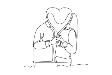 All about love concept. Single line draw design vector graphic illustration.
