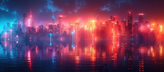 Neon Cityscape Reflection