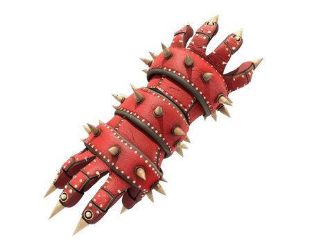 PNG of 3D minimal cestus spiked hand wraps, simplified design, smooth surfaces, isometric,HD, high resolution, Trending on Nintendo,  isolated on white background