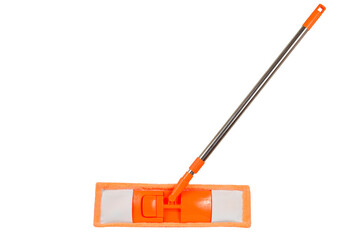 Modern mop isolated on white background. Orange new mop.