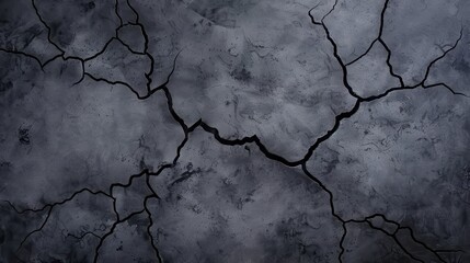 Obraz premium Close-up view of cracked grey concrete surface creating a textured background, perfect for use in construction or architecture projects.
