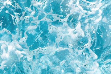 Obraz premium Rippled clear blue water with bubbles background. Transparent aquatic surface texture