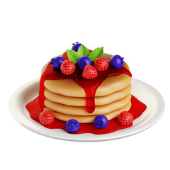 Mix Berry Pancakes Dessert 3D Icon