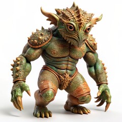 3D Render of a Mythological Creature Action Figure, on isolated white background, Generative AI