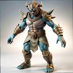 3D Render of a Mythological Creature Action Figure, on isolated white background, Generative AI