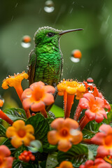  Speckled Hummingbird in a cloud forest setting, native to Ecuador