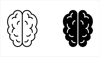 Brain icon set. Simple brain sign in modern design on white background