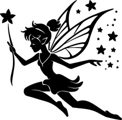 Hand drawn fairy silhouette illustration