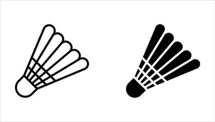 Shuttlecock line icon set isolated on white background
