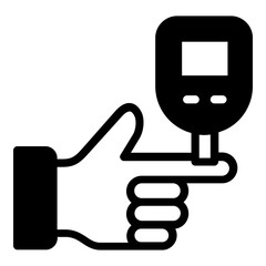 Obraz premium gulcometer with finger measuring sugar blood level icon black fill 