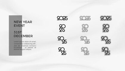 New year design 2025 set. With unique and modern numbers. Premium happy new year 2025 vector design for poster, banner, calendar and more.