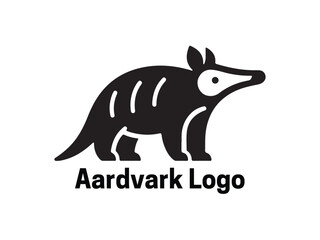 Aardvark Logo. Aardvark icon. Aardvark face logo. Silhouette simple. Flat style. Logo design template. Vector illustration. Animal logotype concept. 