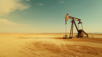 Fototapeta premium An oil pumpjack in a texas desert