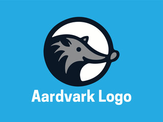 Aardvark Logo. Aardvark icon. Aardvark face logo. Silhouette simple. Flat style. Logo design template. Vector illustration. Animal logotype concept. 