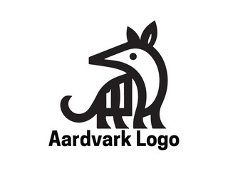 Aardvark Logo. Aardvark icon. Aardvark face logo. Silhouette simple. Flat style. Logo design template. Vector illustration. Animal logotype concept. 
