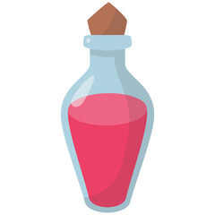 Magic Potion Bottle Isolated on White Background. Vector Illustration in Cartoon Style.