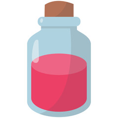 Magic Potion Bottle Isolated on White Background. Vector Illustration in Cartoon Style.