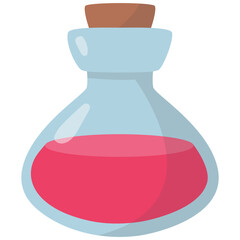 Magic Potion Bottle Isolated on White Background. Vector Illustration in Cartoon Style.