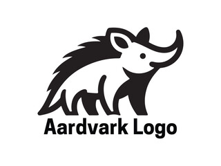 Aardvark Logo. Aardvark icon. Aardvark face logo. Silhouette simple. Flat style. Logo design template. Vector illustration. Animal logotype concept. 