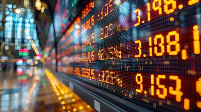 Dividend Stock market ticker board displaying rising stock prices and dividend yields, symbolizing financial success and smart investment decisions. Illustration, Minimalism,