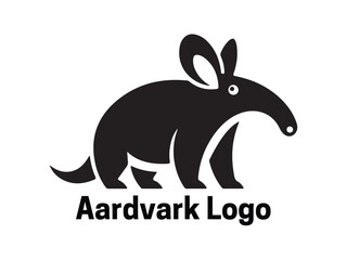 Aardvark Logo. Aardvark icon. Aardvark face logo. Silhouette simple. Flat style. Logo design template. Vector illustration. Animal logotype concept. 