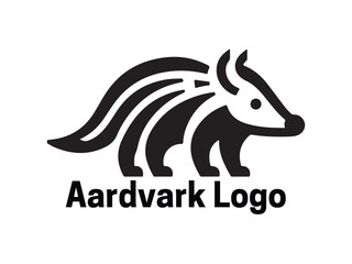 Aardvark Logo. Aardvark icon. Aardvark face logo. Silhouette simple. Flat style. Logo design template. Vector illustration. Animal logotype concept. 